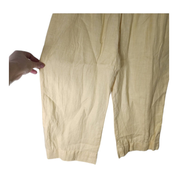 Morning view mesa linen pant in yellow wide leg flowy ankle crop high waisted - Picture 2 of 10